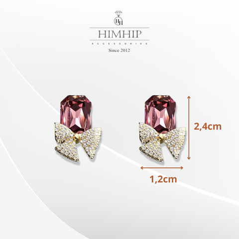 Khuyên Tai Nụ HimHip Thắt Nơ Đáng Yêu HKCC Đính Phale 1.2x2.4cm