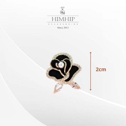 Pin Cài Áo HimHip Hoa Hồng Nhụy Trai Sang Trọng HKCC Đính Phale 2cm