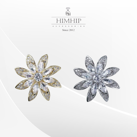 Pin Cài Áo HimHip Hoa Dã Quỳ 8 Cánh Sang Trọng HKCC Đính Phale 2.5cm