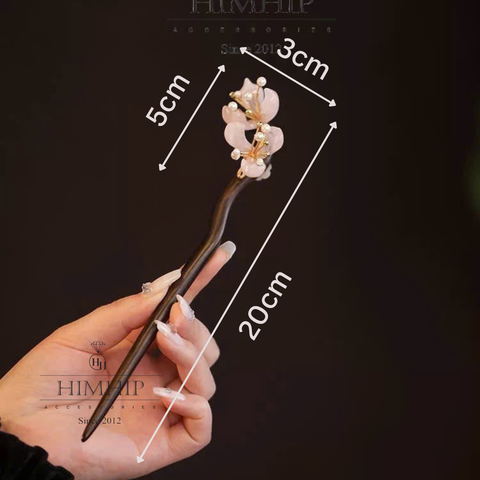 Trâm Cài Tóc HimHip Ngọc Đào Xuân Mộc 20x3cm Kèm Hộp Phụ Kiện Áo Dài