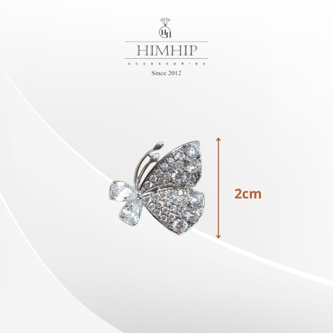 Pin Cài Áo HimHip Bướm Cánh Đôi Thanh Lịch HKCC Đính Phale 2cm