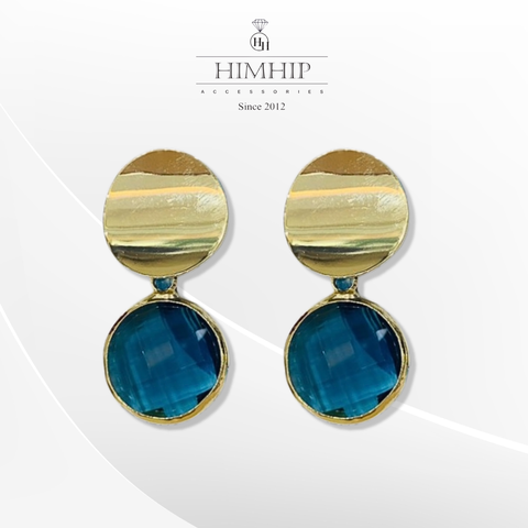 Khuyên Tai Ngắn HimHip Mặt Tròn Sang Trọng HKCC Đính Phale 1.2x3cm