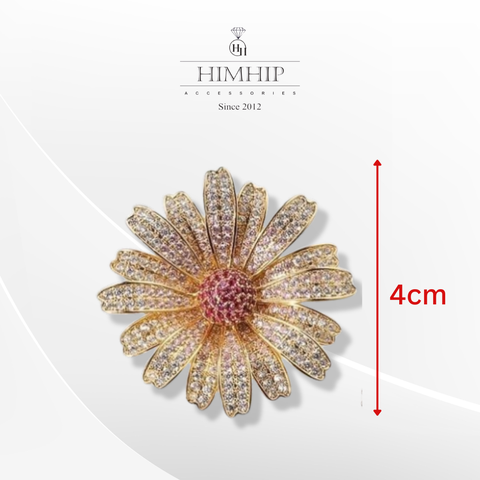Trâm, Ghim Cài Áo HimHip Hoa Cúc Đá Sắc Màu Thanh Lịch HKCC Đính Phale 4cm