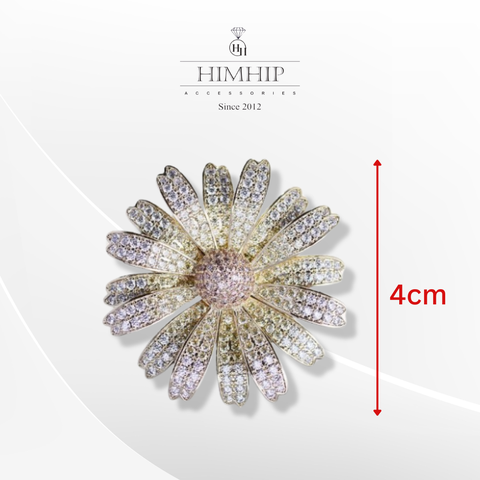 Trâm, Ghim Cài Áo HimHip Hoa Cúc Đá Sắc Màu Thanh Lịch HKCC Đính Phale 4cm