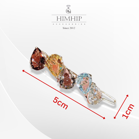 Kẹp Mái HimHip Đính Đá Phale Nhiều Màu Sắc Hình Giọt Nước Sang Trọng 1x5cm
