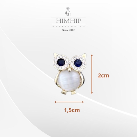 Pin Cài Áo HimHip Nam Nữ Cú Mèo Mắt Xanh Đáng Yêu HKCC Đính Phale 1,5*2cm