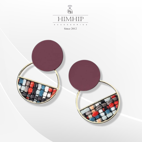 Khuyên Tai Bản To HimHip Mặt Tròn Phong Cách De Stijl Thanh Lịch HKCC 2.1-2.7x4cm