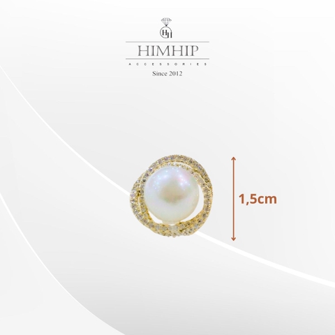 Pin Cài Áo HimHip Nụ Trai Viền Xoắn Vàng Sang Trọng HKCC Đính Phale 1.5cm