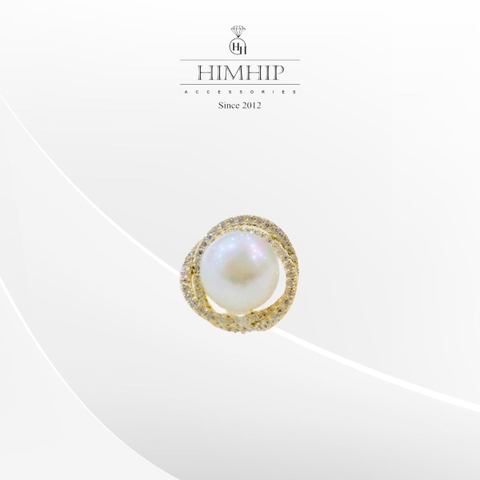 Pin Cài Áo HimHip Nụ Trai Viền Xoắn Vàng Sang Trọng HKCC Đính Phale 1.5cm