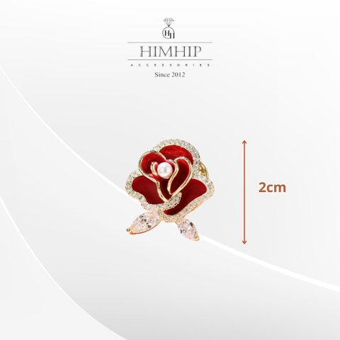 Pin Cài Áo HimHip Hoa Hồng Nhụy Trai Sang Trọng HKCC Đính Phale 2cm