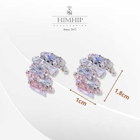 Khuyên Tai Nụ HimHip Hình Vòm Sang Trọng HKCC Đính Phale 1x1.8cm
