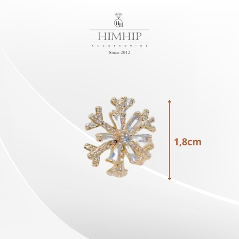 [Noel] Pin Cài Áo HimHip Hoa Tuyết 6 Cánh Sang Trọng HKCC Đính Phale 1.8 cm
