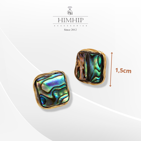 Khuyên Tai Nụ HimHip Mặt Đá Xanh Sang Trọng HKCC 1.5x1.5cm