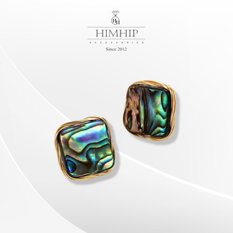 Khuyên Tai Nụ HimHip Mặt Đá Xanh Sang Trọng HKCC 1.5x1.5cm