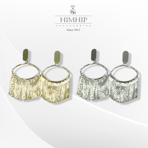 Khuyên Tai Bản To HimHip Hình Mắt Phối Tua Rua Lấp Lánh HKCC 3x5.5cm