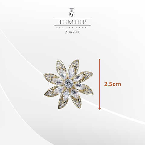 Pin Cài Áo HimHip Hoa Dã Quỳ 8 Cánh Sang Trọng HKCC Đính Phale 2.5cm