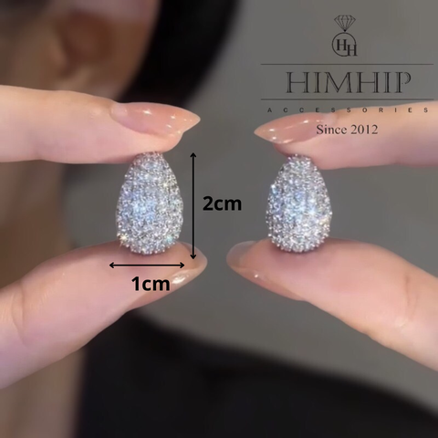 Khuyên Tai Nụ HimHip Hình Giọt Nước Sang Trọng HKCC Đính Phale 2x1cm