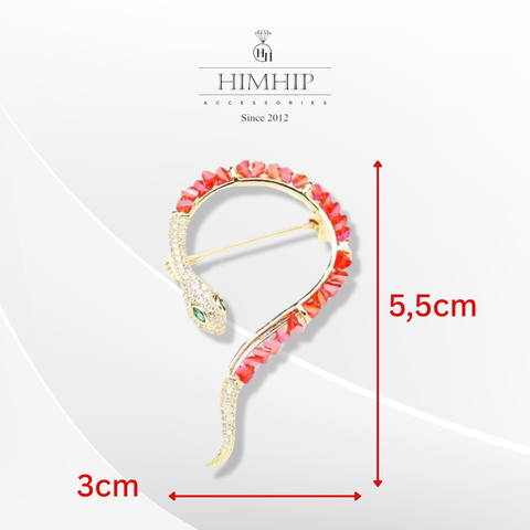 Trâm, Ghim Cài Áo Nam Nữ HimHip Rắn Đá Sang Trọng HKCC Đính Phale 3*5,5cm