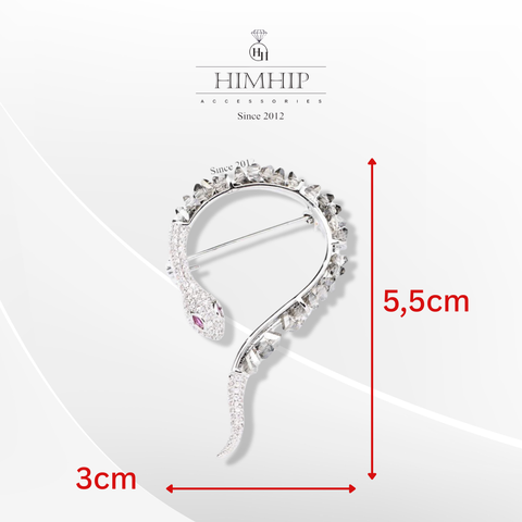 Trâm, Ghim Cài Áo Nam Nữ HimHip Rắn Đá Sang Trọng HKCC Đính Phale 3*5,5cm