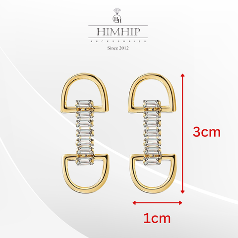 Khuyên Tai Ngắn HimHip 2 Chữ D Sang Trọng HKCC Đính Phale 3x1cm