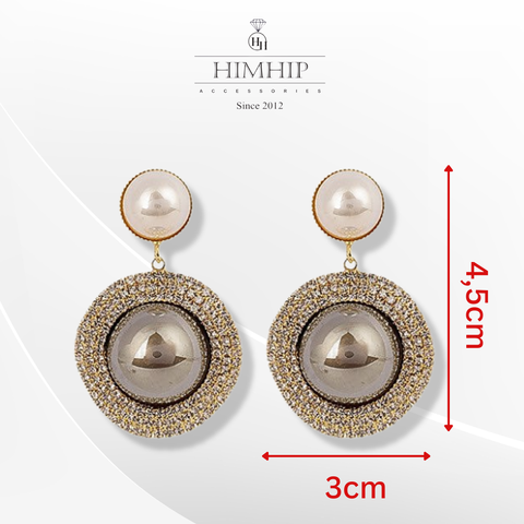 Khuyên Tai Bản To HimHip Mặt Tròn Sang Trọng HKCC Đính Phale, Giả Trai 3x4.5cm