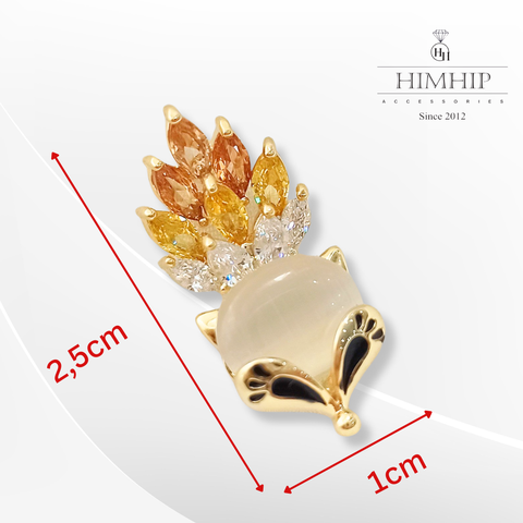 Trâm, Ghim Cài Áo HimHip Hồ Ly Đuôi Hồng Sang Trọng HKCC Đính Phale 1*2,5cm