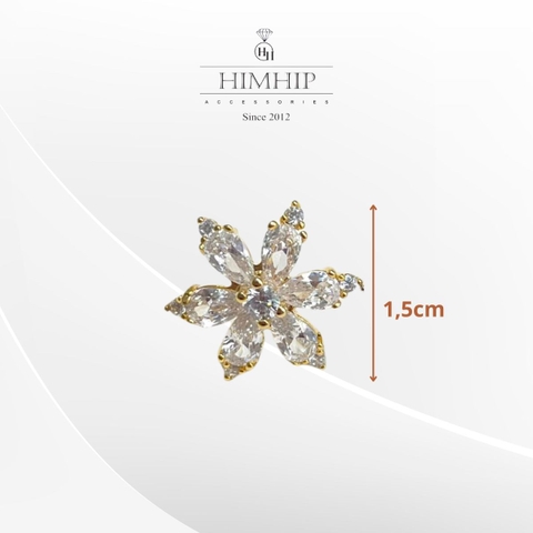 Pin Cài Áo HimHip Hoa Nhỏ 6 Cánh Thanh Lịch HKCC Đính Phale 1.5cm