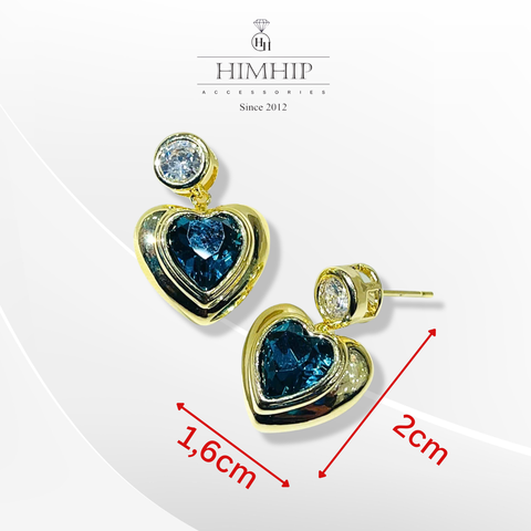 Khuyên Tai Ngắn HimHip Mặt Hình Tim Thanh Lịch HKCC Đính Phale 1.6x2cm