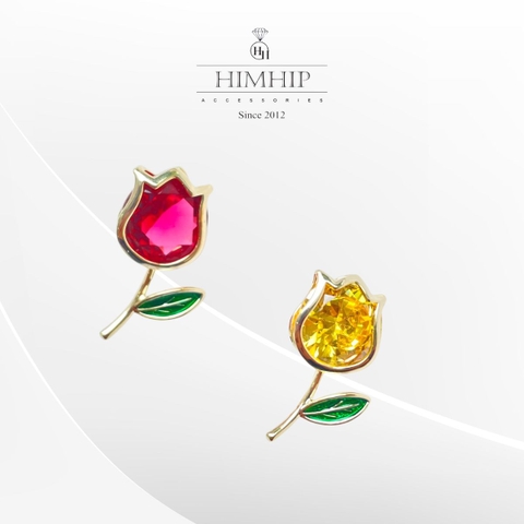 Pin Cài Áo HimHip Bông Hoa Tulip Nhỏ Sang Trọng HKCC Đính Phale 2,3*1,5cm