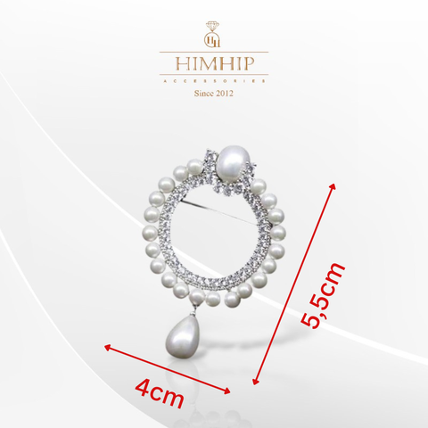 Trâm, Ghim Cài Áo HimHip Vòng Tròn Dáng Thả Sang Trọng HKCC Mix Trai 4*5,5cm