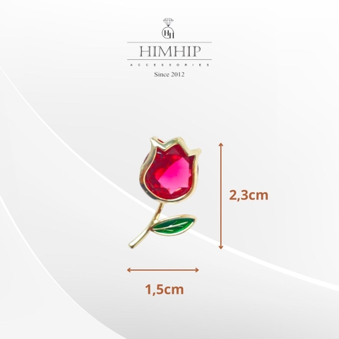 Pin Cài Áo HimHip Bông Hoa Tulip Nhỏ Sang Trọng HKCC Đính Phale 2,3*1,5cm