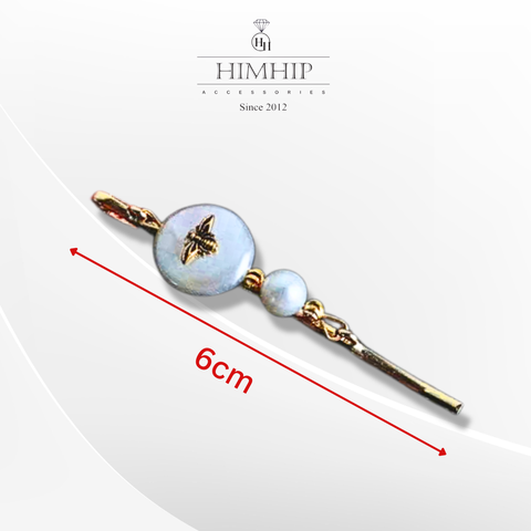 Kẹp Mái HimHip HKCC Phối Trai Thật Đính Ong Nhỏ Sang Trọng 6x0.2cm