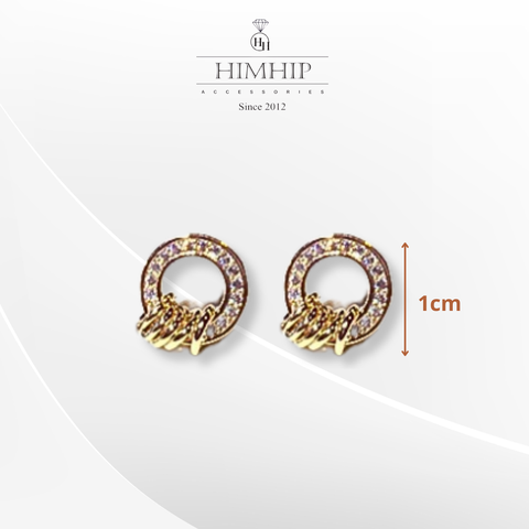 Khuyên Tai Nụ HimHip Dáng Tròn Vòng Tròn Nhỏ Thanh Lịch HKCC Đính Phale 0.8x1cm