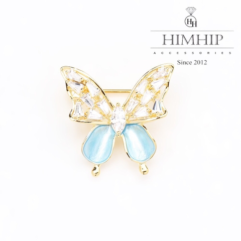 Trâm, Ghim Cài Áo HimHip Cánh Bướm 2 Màu Nhẹ Nhàng HKCC Đính Phale 2,2*2cm