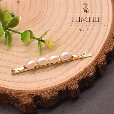 Kẹp Mái HimHip Mix Ngọc Trai Thật Sang Trọng 0.2x5.5cm Phụ Kiện Áo Dài