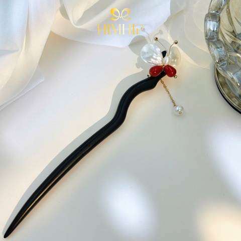 Trâm Cài Tóc HimHip Mộc Điệp Ngọc Châu 18.5cm Kèm Hộp Phụ Kiện Áo Dài