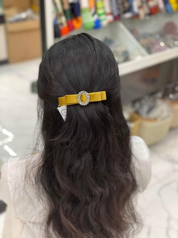 Kẹp Bấm HimHip Đính Phale Nơ Vải Nhung Thanh Lịch 2.8x9.5cm