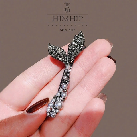 Kẹp Mái HimHip HKCC Uốn Sóng Giả Trai Phối Phale Lấp Lánh 6x3cm