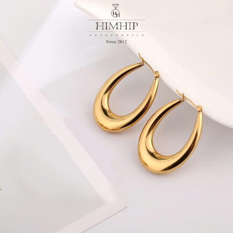 Khuyên Tai Ngắn/Dài HimHip TiTan Dáng Vòng Giọt Nước
