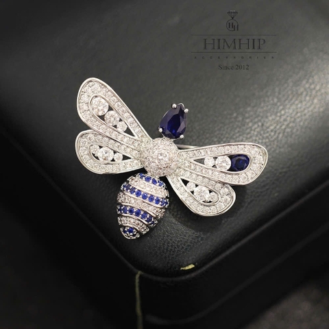 Trâm, Ghim Cài Áo HKCC Ong Nhỏ 3 Đốt Phối Đá Phale Lấp Lánh 3*4cm