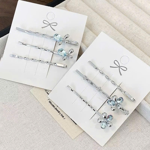 Set 3 Chiếc Kẹp Mái HimHip HKCC Hoa Bướm Nhỏ Đính Đá Phale Lấp Lánh