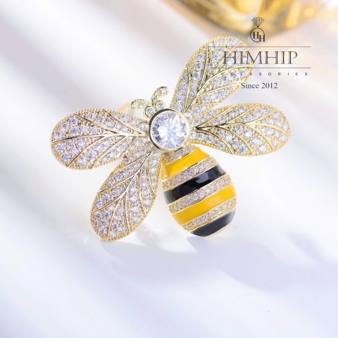 Trâm, Ghim Cài Áo HimHip HKCC Ong Nghệ Phale Lấp Lánh 3.4*4.4cm