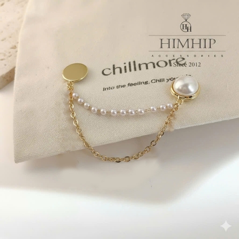 Pin Cài Tự Hít HimHip Nửa Hạt Giả Trai Dây Đôi 2 Kiểu 1.2cm