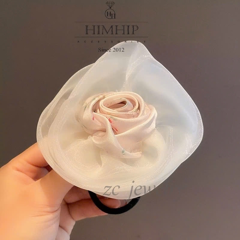 Dây Buộc Tóc HimHip Hoa Hồng Vải Thanh Lịch 8-9cm