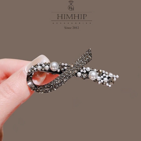 Kẹp Mái HimHip HKCC Uốn Sóng Giả Trai Phối Phale Lấp Lánh 6x3cm