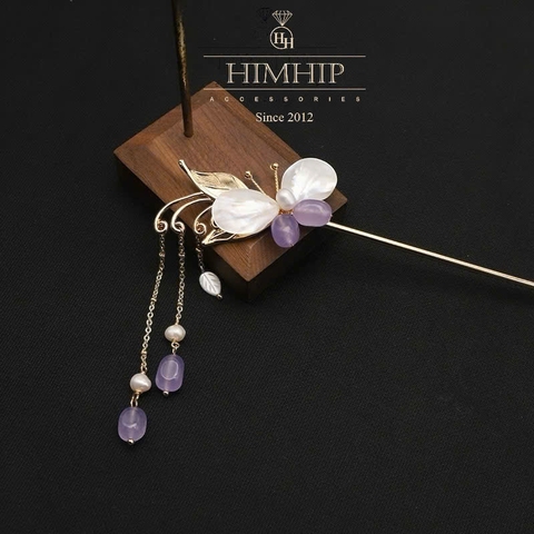 Trâm Cài Tóc HKCC Bích Điệp 17.5*10.5cm Kèm Hộp Phụ Kiện Áo Dài