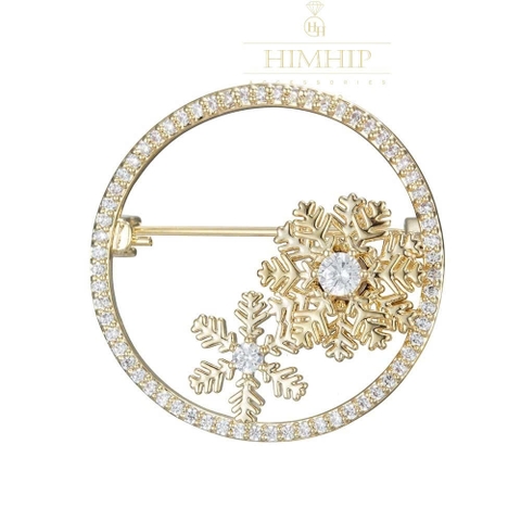 Trâm, Ghim Cài HimHip HKCC Vòng Tròn Hoa Tuyết Phối Đá Phale 3cm