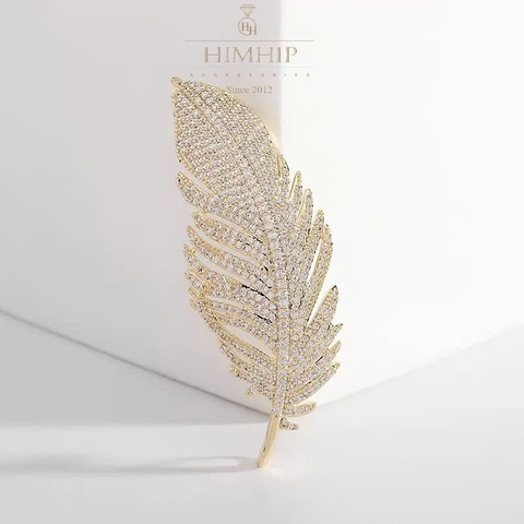 Trâm, Ghim Cài Áo HimHip Nam Nữ Lông Vũ Sang Trọng HKCC Đính Phale 2,3*6cm