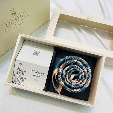 Set Quà HimHip Khăn Lụa Cao Cấp 53x53cm Kèm Túi Hộp Thiệp - 1021