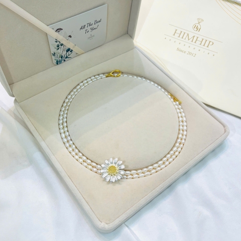 Vòng Cổ HimHip Trai Thật 4ly 80.7cm Mặt Cúc Hoạ Mi Sang Trọng Kèm Hộp